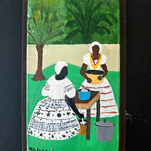 4 Small Vintage Paintings on Wood - Picture 4 of 6